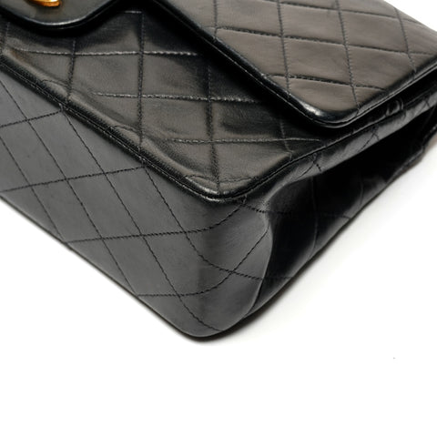 CHANEL No. 2 1993-1994 Lambskin COCO Mark Matelasse 25 Double Flap Shoulder Bag black WS27238