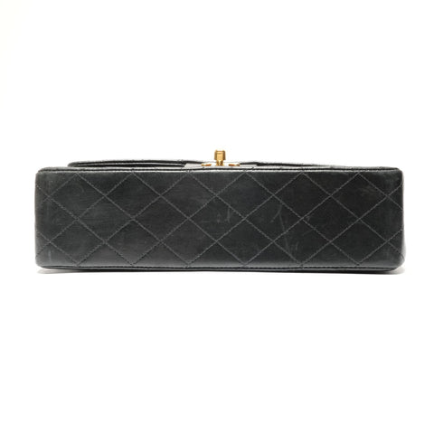 CHANEL No. 2 1993-1994 Lambskin COCO Mark Matelasse 25 Double Flap Shoulder Bag black WS27238
