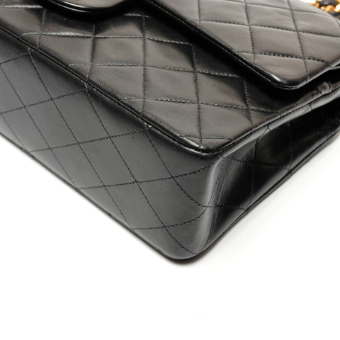 CHANEL No. 3 Lambskin COCO Mark 1994-1996 Matelasse 9.8" Shoulder Bag black WS27239