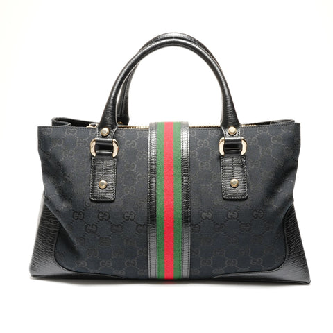 GUCCI GG Canvas Sherry Handbag black WS27240