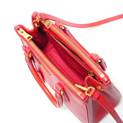 PRADA Saffiano Leather 2WAY Galleria Shoulder Bag Red WS27241