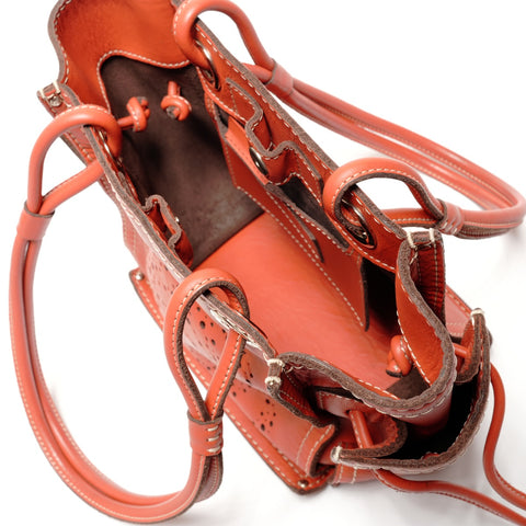 LOEWE Anagram Perforated Leather Handbag Orange WS27244