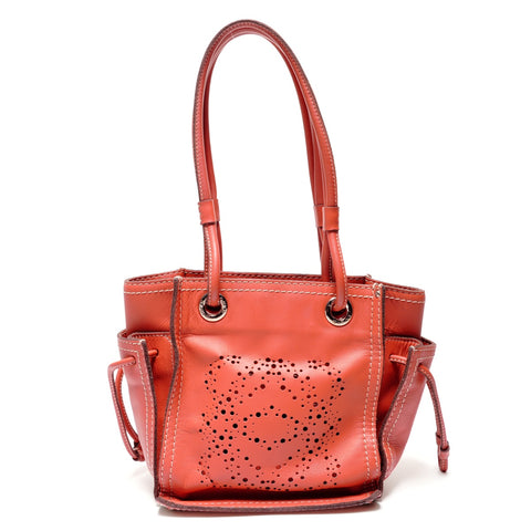 LOEWE Anagram Perforated Leather Handbag Orange WS27244