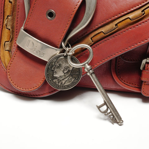 Christian Dior Gaucho Leather Shoulder Bag Red WS27247