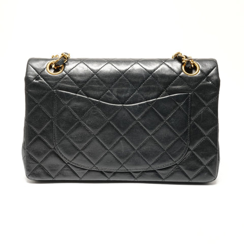 CHANEL No. 1 1985-1991 Lambskin Matelasse Double Flap Shoulder Bag black WS27248