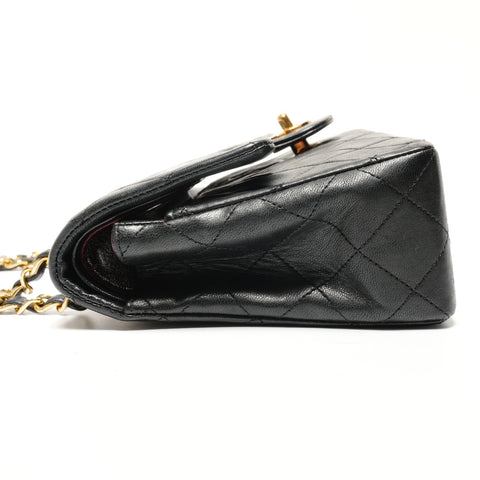 CHANEL No. 1 1985-1991 Lambskin Matelasse Double Flap Shoulder Bag black WS27248