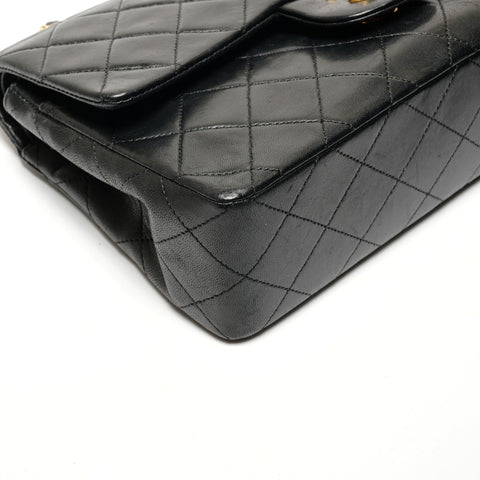 CHANEL No. 1 1985-1991 Lambskin Matelasse Double Flap Shoulder Bag black WS27248