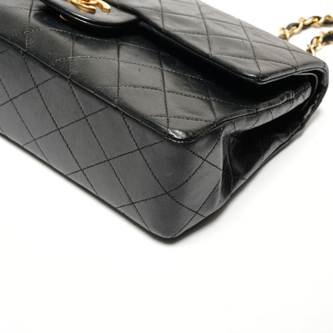 CHANEL No. 1 1985-1991 Lambskin Matelasse Double Flap Shoulder Bag black WS27248