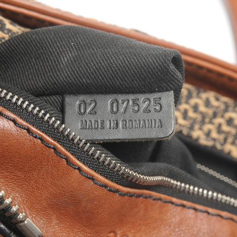 Chloe Paddington Leather Canvas Handbag Brown WS27250