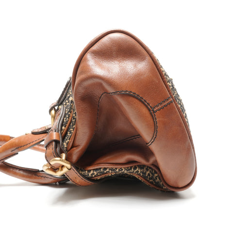 Chloe Paddington Leather Canvas Handbag Brown WS27250