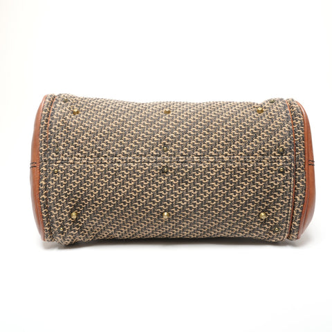 Chloe Paddington Leather Canvas Handbag Brown WS27250