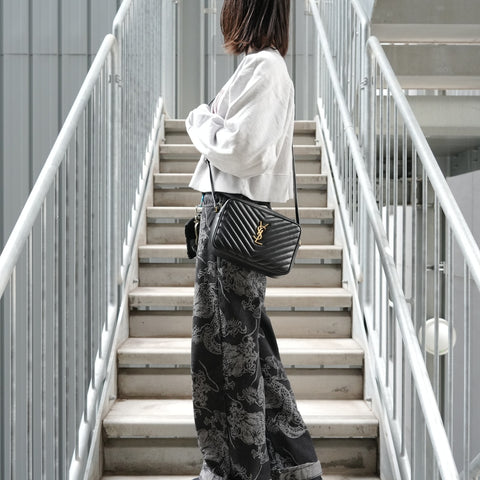 YVES SAINT LAURENT Lou camera bag with YSL logo Shoulder Bag black WS27251