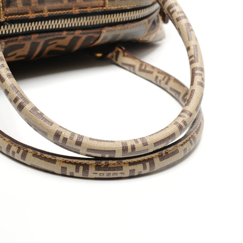 FENDI Zucchino canvas mini Boston bag Handbag Brown WS27257