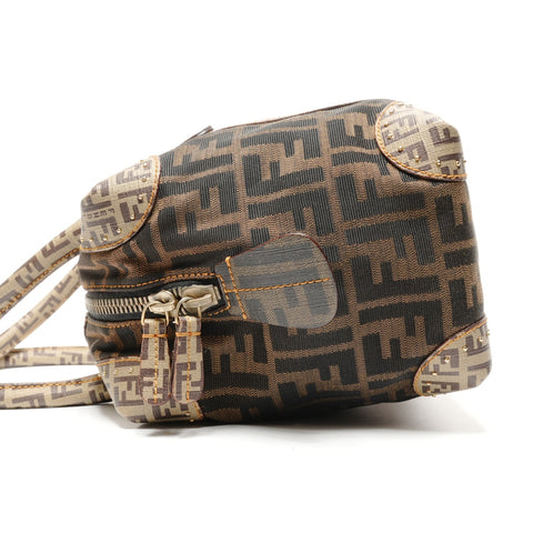 FENDI Zucchino canvas mini Boston bag Handbag Brown WS27257
