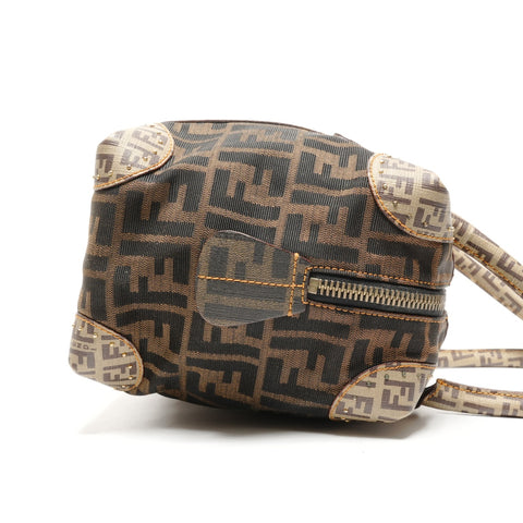 FENDI Zucchino canvas mini Boston bag Handbag Brown WS27257