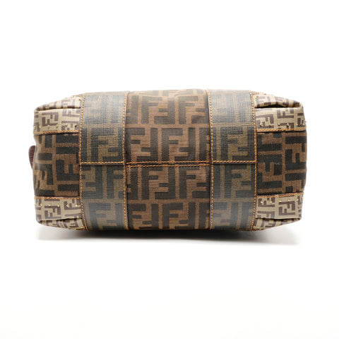 FENDI Zucchino canvas mini Boston bag Handbag Brown WS27257