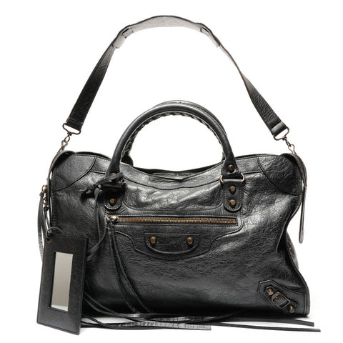 BALENCIAGA City Leather 2WAY Shoulder Bag black WS27259