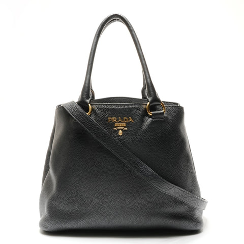 PRADA Vittello Dino 2WAY Shoulder Bag black WS27260