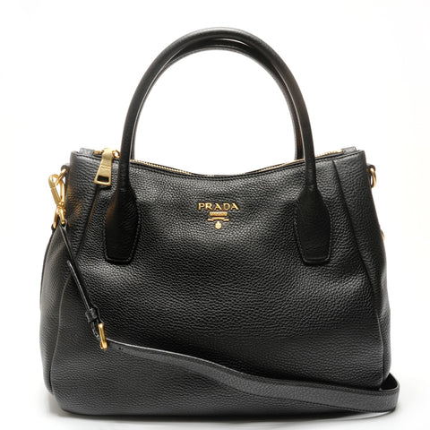 PRADA Vitello Dyno 2WAY logo Handbag black WS27261