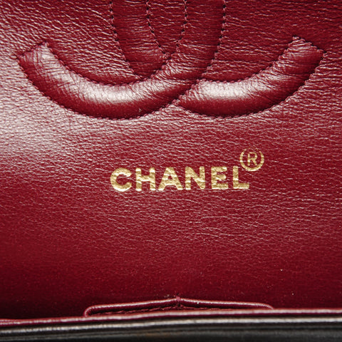 CHANEL No. 3 1994-1996 Lambskin Matelasse 25 Double Flap Shoulder Bag black WS27264