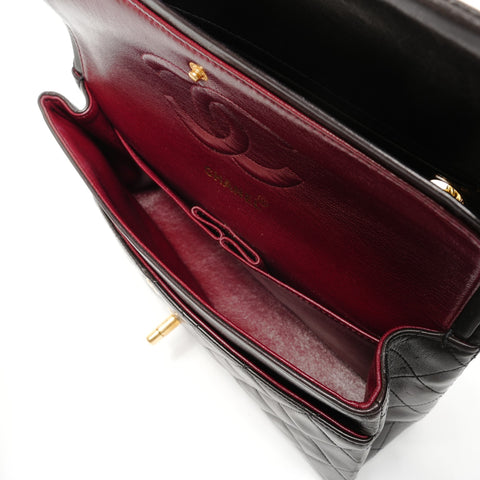 CHANEL No. 3 1994-1996 Lambskin Matelasse 25 Double Flap Shoulder Bag black WS27264