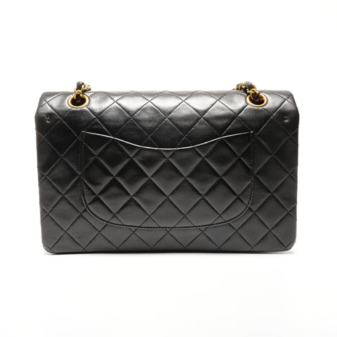 CHANEL No. 3 1994-1996 Lambskin Matelasse 25 Double Flap Shoulder Bag black WS27264