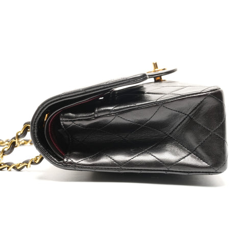 CHANEL No. 3 1994-1996 Lambskin Matelasse 25 Double Flap Shoulder Bag black WS27264