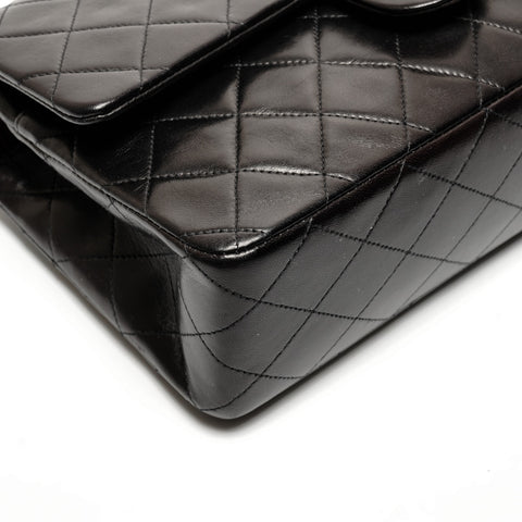 CHANEL No. 3 1994-1996 Lambskin Matelasse 25 Double Flap Shoulder Bag black WS27264