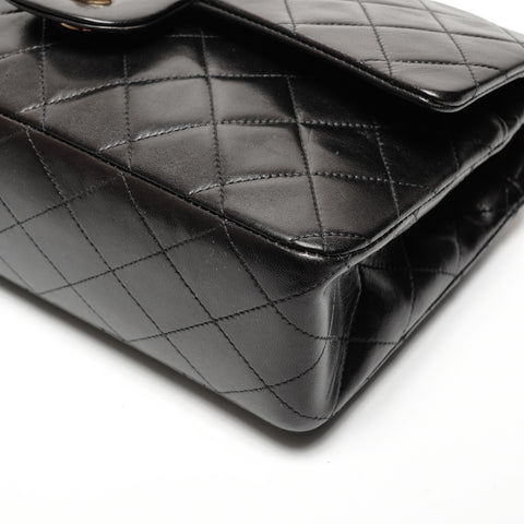 CHANEL No. 3 1994-1996 Lambskin Matelasse 25 Double Flap Shoulder Bag black WS27264