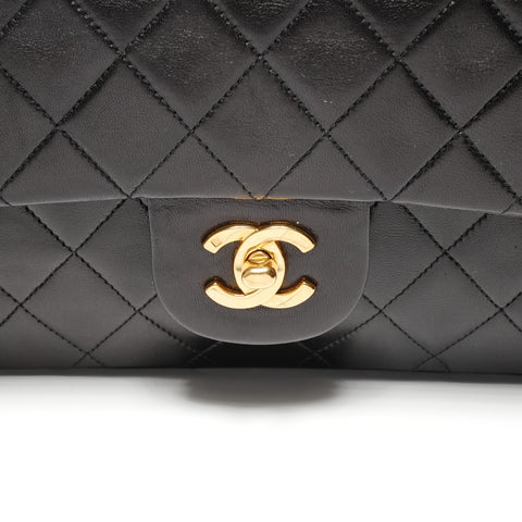CHANEL No. 3 1994-1996 Lambskin Matelasse 25 Double Flap Shoulder Bag black WS27264