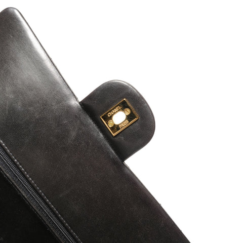 CHANEL No. 3 1994-1996 Lambskin Matelasse 25 Double Flap Shoulder Bag black WS27264