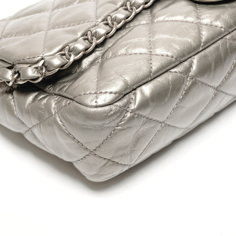 CHANEL No. 14 2010-2011 Luxury Line Gunmetallic Shoulder Bag Silver WS27265