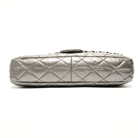 CHANEL No. 14 2010-2011 Luxury Line Gunmetallic Shoulder Bag Silver WS27265