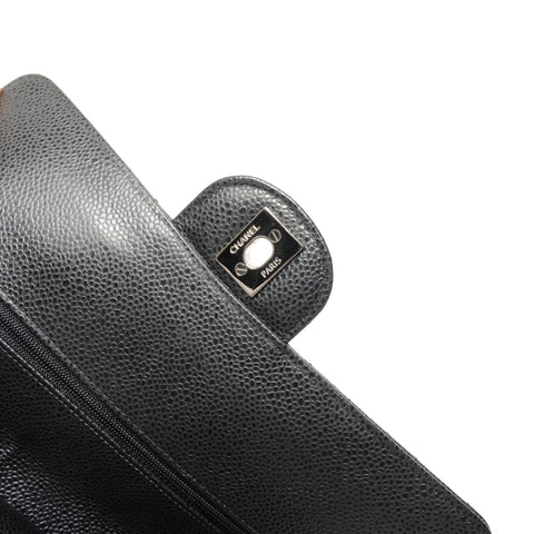 CHANEL No. 17 2012-2013 Double Flap Caviar Skin Matelasse 25 Shoulder Bag black WS27266