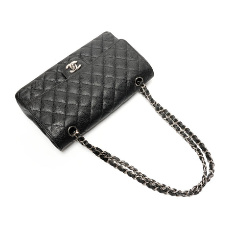 CHANEL No. 17 2012-2013 Double Flap Caviar Skin Matelasse 25 Shoulder Bag black WS27266