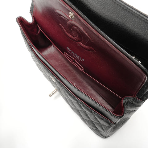 CHANEL No. 17 2012-2013 Double Flap Caviar Skin Matelasse 25 Shoulder Bag black WS27266