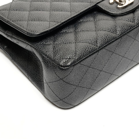 CHANEL No. 17 2012-2013 Double Flap Caviar Skin Matelasse 25 Shoulder Bag black WS27266