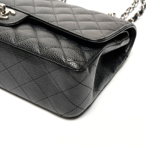 CHANEL No. 17 2012-2013 Double Flap Caviar Skin Matelasse 25 Shoulder Bag black WS27266