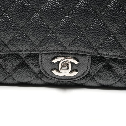 CHANEL No. 17 2012-2013 Double Flap Caviar Skin Matelasse 25 Shoulder Bag black WS27266