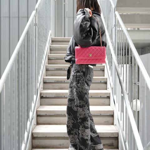 CHANEL No. 22 Matelasse Chain Shoulder Bag pink WS27268