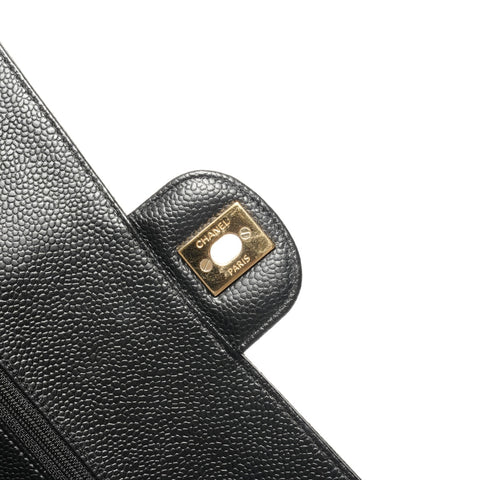 CHANEL No. 5 1997-1999 Matelasse 25 Caviar Double Flap Shoulder Bag black WS27269