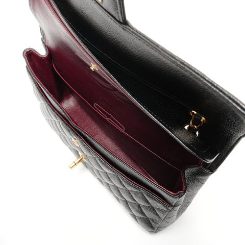 CHANEL No. 5 1997-1999 Matelasse 25 Caviar Double Flap Shoulder Bag black WS27269