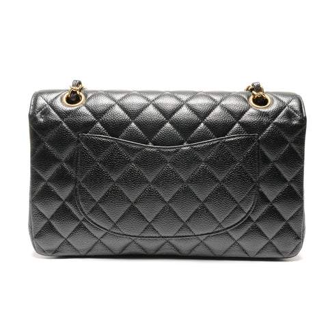 CHANEL No. 5 1997-1999 Matelasse 25 Caviar Double Flap Shoulder Bag black WS27269