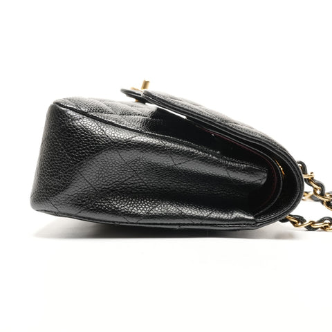 CHANEL No. 5 1997-1999 Matelasse 25 Caviar Double Flap Shoulder Bag black WS27269