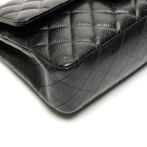 CHANEL No. 5 1997-1999 Matelasse 25 Caviar Double Flap Shoulder Bag black WS27269