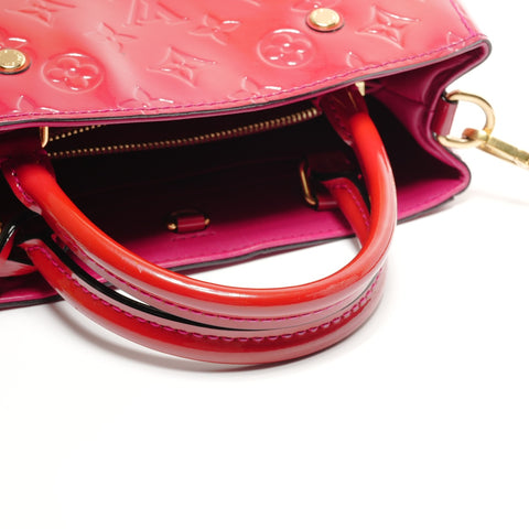 LOUIS VUITTON 2015 Vernis Montaigne BB Handbag Red WS27270