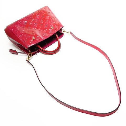 LOUIS VUITTON 2015 Vernis Montaigne BB Handbag Red WS27270