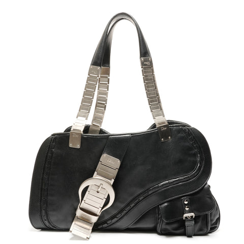 Christian Dior Gaucho Leather Shoulder Bag black WS27271