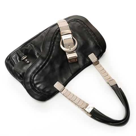 Christian Dior Gaucho Leather Shoulder Bag black WS27271
