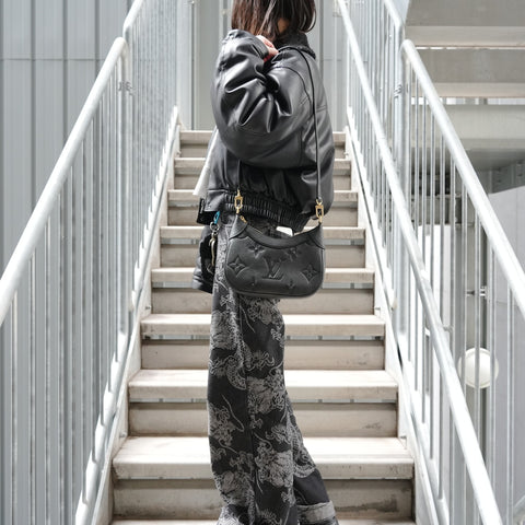 LOUIS VUITTON Monogram Empreinte Bagatelle NM Shoulder Bag black WS27274